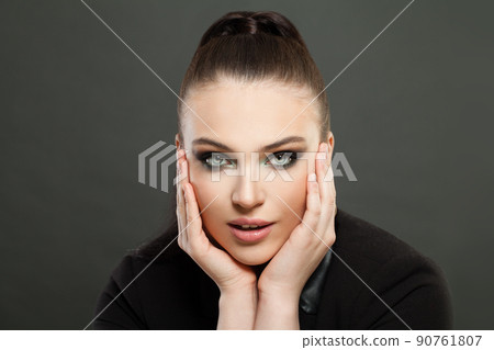 Beautiful woman face closeup portrait Beautiful woman face closeup portrait 90761807