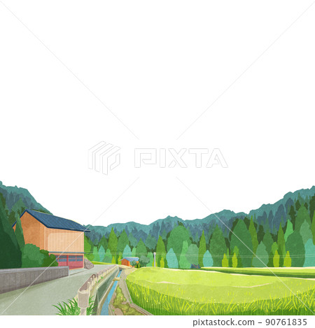 風景與夏季稻田手寫水彩風格插圖 風景與夏季稻田手寫水彩風格插圖 90761835