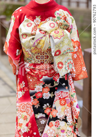 A woman in kimono shape A woman in kimono shape 90762793