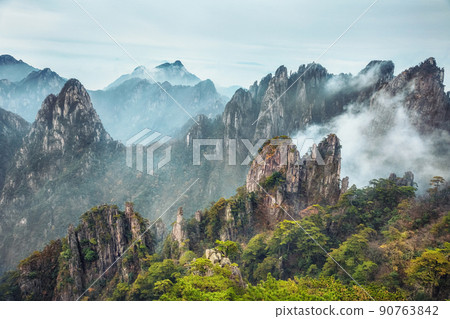 view from Refreshing terrace in Huangshan mountain, known as Yellow mountain, Anhui, China. view from Refreshing terrace in Huangshan mountain, known as Yellow mountain, Anhui, China. 90763842