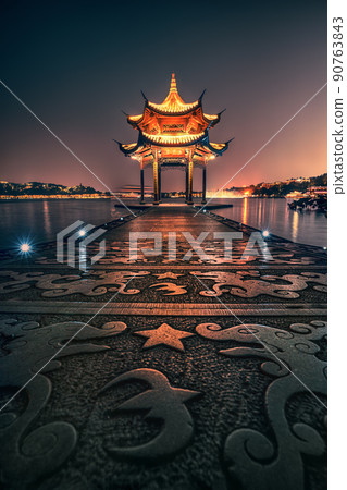 ancient Jixian Pavilion at West Lake, Hangzhou, China 90763843