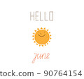 Yellow sun star icon. Hello June, Summer concept. Vector illustration isolated on white background 90764154