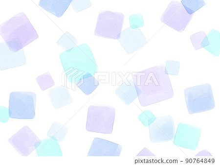 Watercolor cube pattern blue Ver 90764849