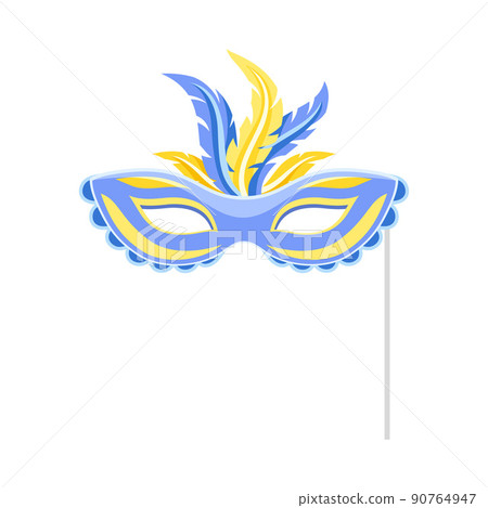 Carnival Mask with Feather with Pole as Accessory for Festive Party Celebration Vector Illustration Carnival Mask with Feather with Pole as Accessory for Festive Party Celebration Vector Illustration 90764947