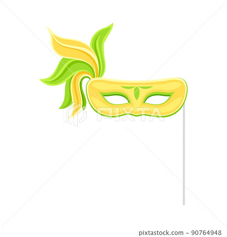 Carnival Mask with Feather with Pole as Accessory for Festive Party Celebration Vector Illustration Carnival Mask with Feather with Pole as Accessory for Festive Party Celebration Vector Illustration 90764948