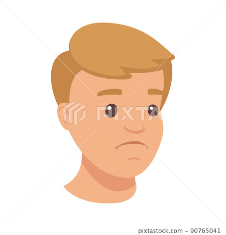 Handsome Man Character with Sad Face Demonstrating Emotion Vector Illustration 90765041