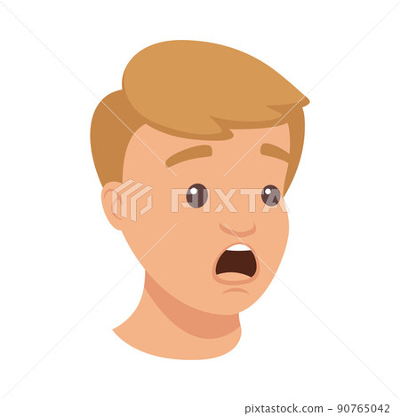 Handsome Man Character with Shocked Face Gasping Demonstrating Emotion Vector Illustration 90765042