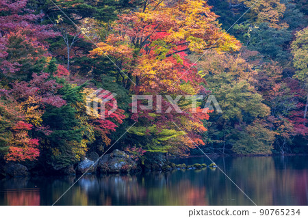 [Oku-Nikko, Tochigi Prefecture] The season of autumn leaves that shines in Yuno Lake October 90765234