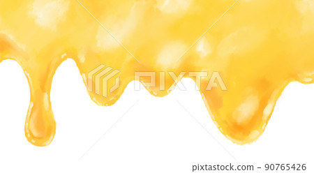 Butter yellow melting wave banner background hand painting illustration Butter yellow melting wave banner background hand painting illustration 90765426