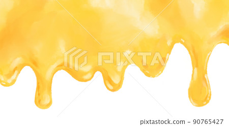 Butter yellow melting wave banner background hand painting illustration 90765427