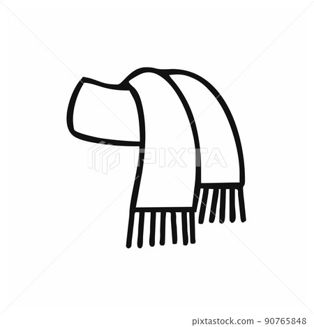 Doodle illustration of a scarf. A hand-drawn scarf. Vector flat icon of winter clothing. Doodle illustration of a scarf. A hand-drawn scarf. Vector flat icon of winter clothing. 90765848