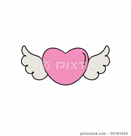 Cute pink heart with wings. Vector illustration for the day of all lovers. 90765849