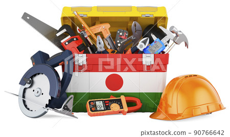 Niger flag painted on the toolbox. Service, repair and construction in Niger, concept. 3D rendering Niger flag painted on the toolbox. Service, repair and construction in Niger, concept. 3D rendering 90766642