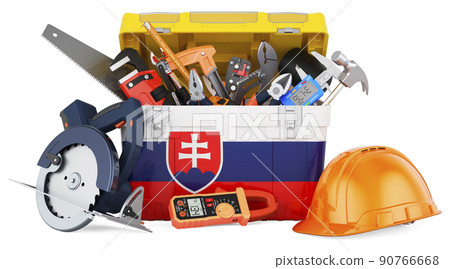 Slovak flag painted on the toolbox. Service, repair and construction in Slovakia, concept. 3D rendering Slovak flag painted on the toolbox. Service, repair and construction in Slovakia, concept. 3D rendering 90766668
