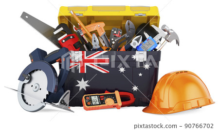 Australian flag painted on the toolbox. Service, repair and construction in Australia, concept. 3D rendering 90766702