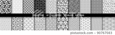 Geometric set of seamless black and white patterns. Simpless vector graphics 90767083