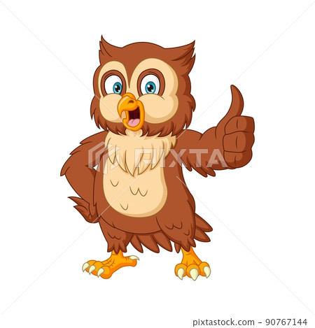 Cartoon cute owl giving thumb up 90767144