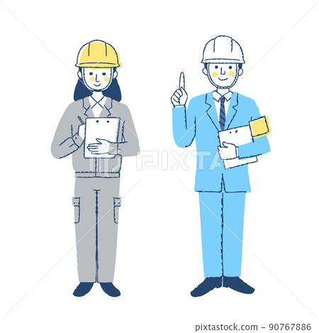 Men and women working in civil engineering and construction 90767886
