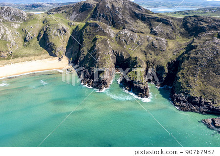 Aerial view of the Murder Hole beach, officially called Boyeeghether Bay in County Donegal, Ireland Aerial view of the Murder Hole beach, officially called Boyeeghether Bay in County Donegal, Ireland 90767932