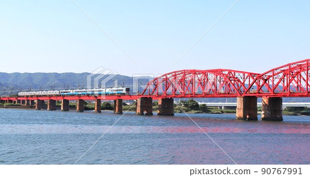 Limited express Southern crossing the remodeled Nankai Electric Railway Kinokawa Bridge 90767991