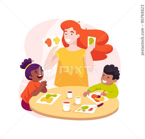 Learn about mixing colors isolated cartoon vector illustration. 90768823