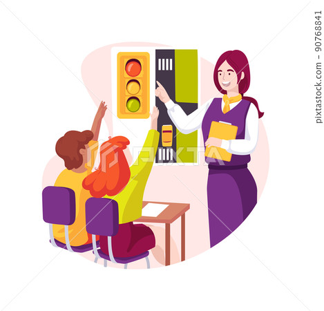 Road safety lesson isolated cartoon vector illustration. Road safety lesson isolated cartoon vector illustration. 90768841