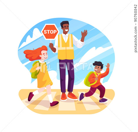 Traffic guard isolated cartoon vector illustration. 90768842