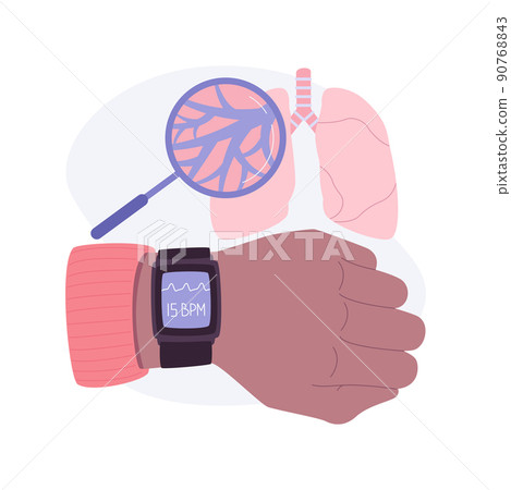Smartwatch respiration monitoring isolated cartoon vector illustrations. Smartwatch respiration monitoring isolated cartoon vector illustrations. 90768843