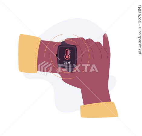 Smartwatch body temperature monitoring isolated cartoon vector illustrations. Smartwatch body temperature monitoring isolated cartoon vector illustrations. 90768845