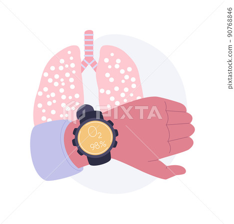 Smartwatch blood oxygen level monitoring isolated cartoon vector illustrations. Smartwatch blood oxygen level monitoring isolated cartoon vector illustrations. 90768846
