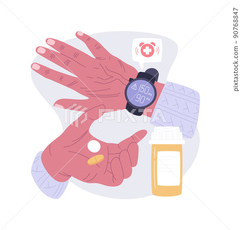 Smartwatch blood pressure monitoring isolated cartoon vector illustrations. Smartwatch blood pressure monitoring isolated cartoon vector illustrations. 90768847