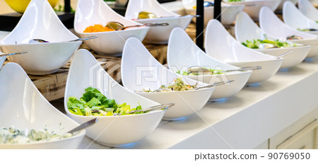Salad bar with vegetables in restaurant. Healthy food concept 90769050
