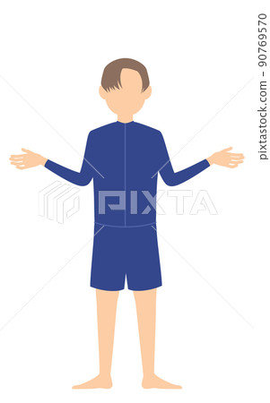 無性別,無性別泳裝,張開雙臂的手勢 無性別,無性別泳裝,張開雙臂的手勢 90769570