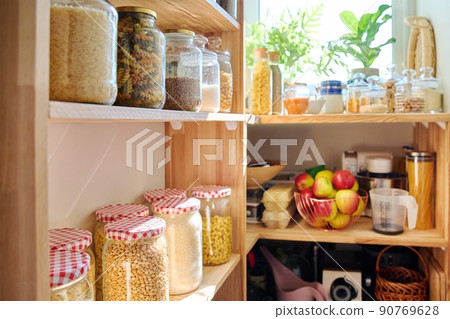 Storage of food in the kitchen in pantry 90769628