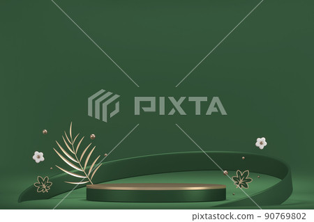 Luxury japan green podium decoration suitable for products.3D rendering 90769802