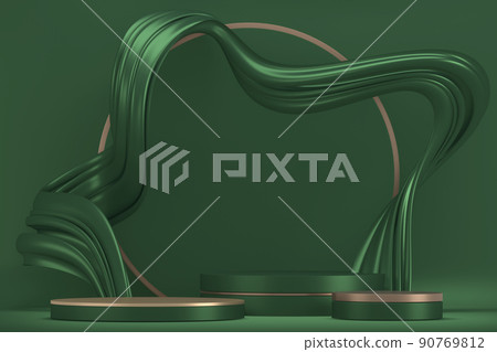 Luxury japan green podium decoration suitable for products.3D rendering 90769812