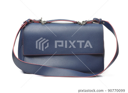 Front view of blue leather ladies bag 90770099