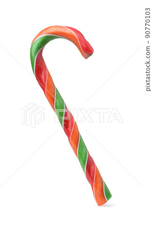 Side view of colorful christmas candy cane Side view of colorful christmas candy cane 90770103