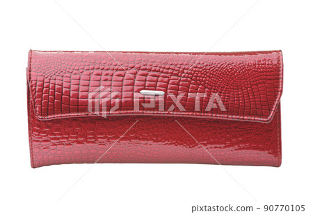 Front view of red leather clutch bag Front view of red leather clutch bag 90770105