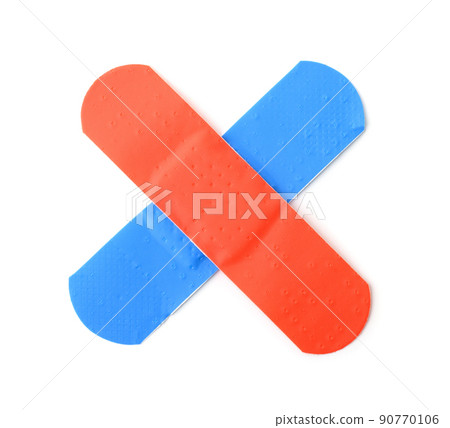 Crossed colorful adhesive bandage patches 90770106