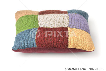 Colorful handmade knitted pillow 90770116