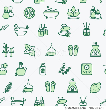 Aromatherapy Signs Seamless Pattern Background on a White. Vector Aromatherapy Signs Seamless Pattern Background on a White. Vector 90770379