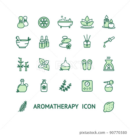 Aromatherapy Signs Thin Line Icons Set. Vector 90770380