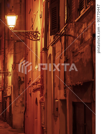 Night street lanterns Sanremo Italy 90770447