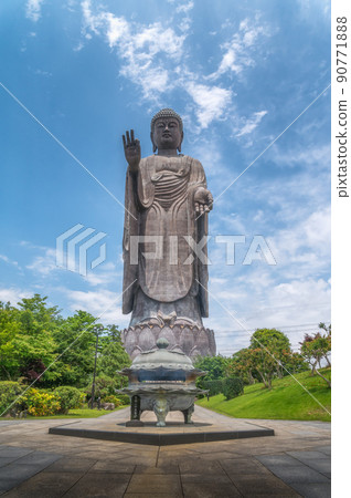 茨城縣牛久市 牛久靈園 牛久佛的初夏風景與新鮮的綠色和繡球花 茨城縣牛久市 牛久靈園 牛久佛的初夏風景與新鮮的綠色和繡球花 90771888