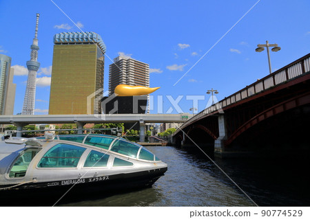 隅田川和吾妻橋觀光船碼頭的風景 隅田川和吾妻橋觀光船碼頭的風景 90774529