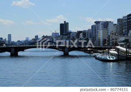Scenery of Azumabashi and Sumida River where there is a sightseeing boat pier 90774531