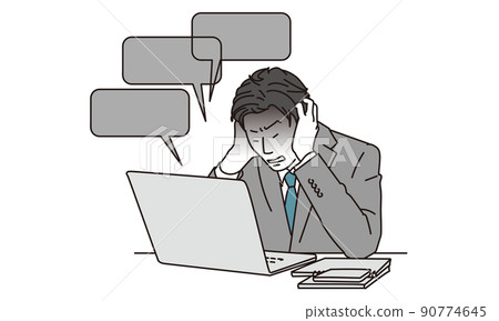 A businessman who has a head in a strict demand 90774645