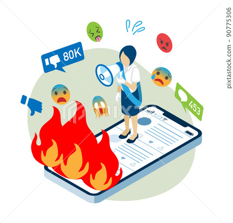 一位女性候選人在 SNS 上就一場激烈的智能手機競選活動發表演講 一位女性候選人在 SNS 上就一場激烈的智能手機競選活動發表演講 90775306