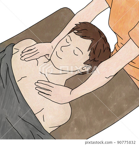 男性接受頸部和鎖骨淋巴按摩 90775832